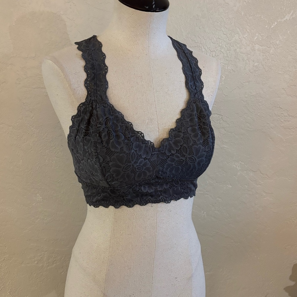 Jezebel Lace Bralette - Charcoal Gray New Sz-Large